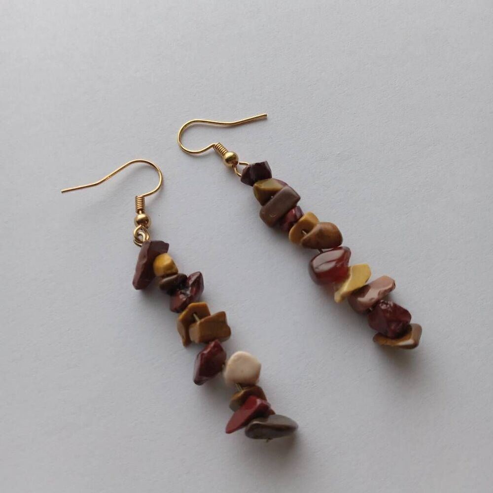 Mookanite stone chip earrings - Picture 2 of 4